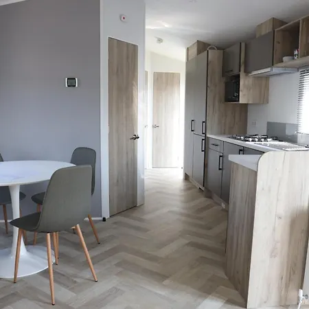 Modern Caravan On Small Near Woods & Sea