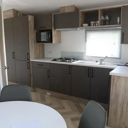 Modern Caravan On Small Near Woods & Sea Campsite
